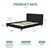 mecor Upholstered Linen Full Platform Bed Metal Frame - with Solid Wood Slats Support - Square Stitched Headboard - Black/Full Size
