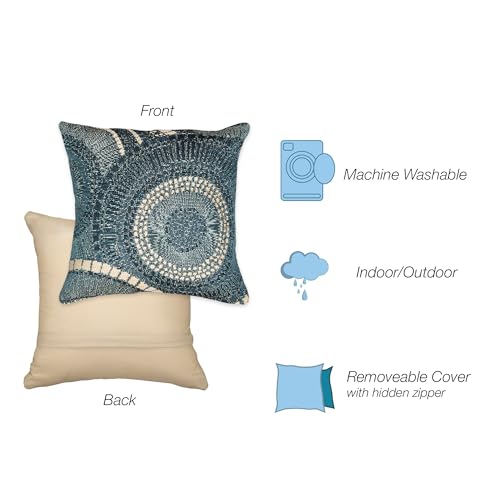 Liora-Manne-Marina-IndoorOutdoor-Power-Loomed-Easy-Care-Pillows-18-x-18-Inch-Circles-Delft Liora Manne Marina IndoorOutdoor Power Loomed Easy Care Pillows 18 x 18 Inch Circles Delft