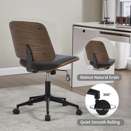 Image of Armless Rolling Office Desk Chair, Adjustable Height Computer Chair, Black