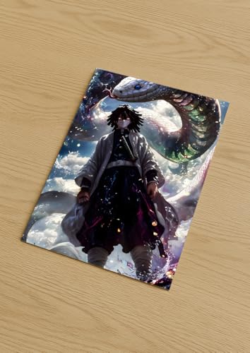 Image of NIJUKA Anime Printed A4 Size Metal sheet Poster For Home And Room Decoration | For Anime Art Fans Boys And Girls (Obanai Iguro Fan Art Look)