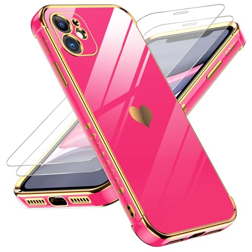 Coque iPhone 11 antichoc LeYi avec protection ecran verre trempe et objectif photo design coeur