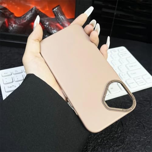 Coque anti-chute en métal iPhone 13 14 grand trou couleur thé au lait