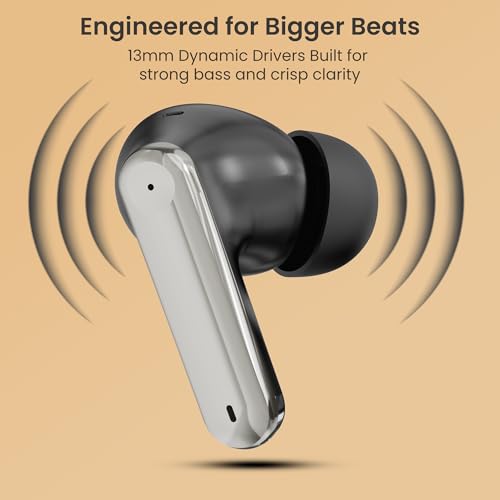 Image of AROMA TWS3 Vibe V5.4 True Wireless Earbuds - up to 60H Playtime | ENC | Fast Charging | Heavy Bass | Bluetooth | Midnight Gold