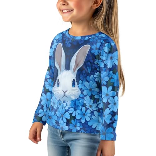 Image of Girls Cartoon Print Long Sleeve Graphic Tee Casual Crew Neck T-Shirts for 3-16 Years Little Girls