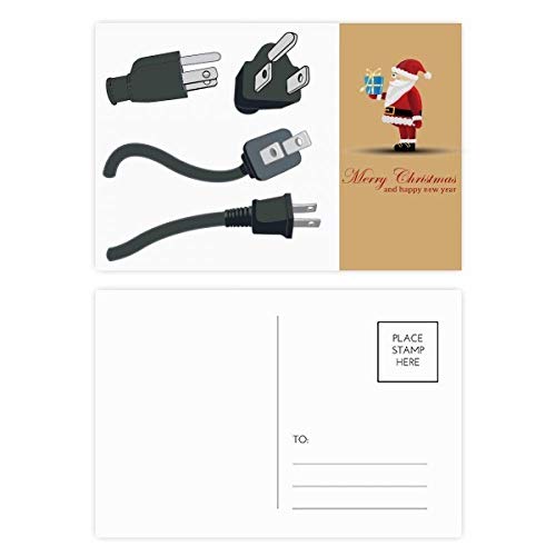 Cartes postales noires Père Noël en carton rigide pour vœux de luxe