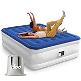 iDOO Air Mattress Queen with Built in Pump, Upgraded Inflatable Mattress, Blow up Mattress in 3 Mins Inflation/Deflation for Guests, Home, Camping, Colchones Inflables, Comfort Air Bed, 650lb Max