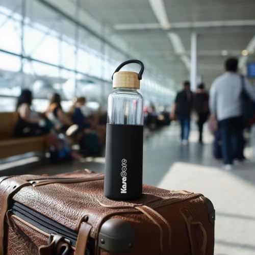 Image of Premium 500ml Borosilicate Glass Water Bottle | Protective Silicone Sleeve & Bamboo Lid | BPA-Free Construction | Leak-Proof Cap | Perfect for Office, Yoga, Travel | Everyday Hydration