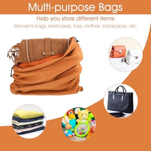2 Pack Handbag Dust Cover Bags 2 Sizes Purse Dust Bags For Storage Premium Suede Storage Bags With Drawstring For Handbag Purse Flannel For Travel Home Use (Brown)4