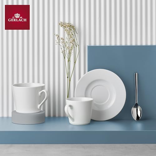 Tasses à café avec soucoupes Gerlach en porcelaine blanche moderne 200 ml - 6