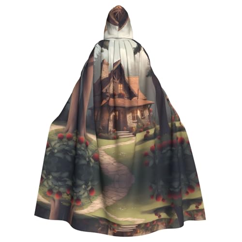 Veste à capuche pour adulte avec imprimé pomme de pin Cottage longue cape de fête mixte