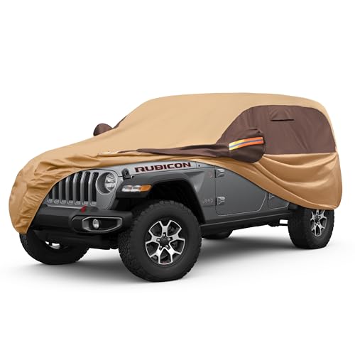 Image of 10 Layer Full Car Cover Waterproof All Weather Outdoor Car Covers Rain Snow UV Dust Protection for Wrangler 4 Door