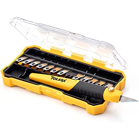 Tolesa Skalpell Basteln Bastelmesser Set weichem Gummigriff und 13 SK5-Stahl Klingen Cover