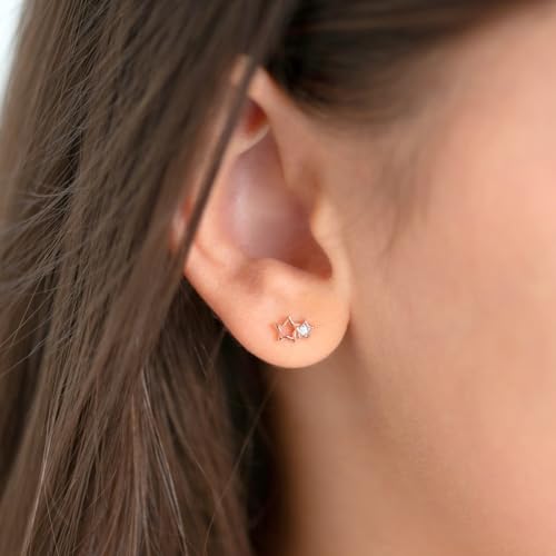 925 Sterling Silver Clear Cubic Zirconia Double Star Earrings for Girls and Teens - Stunning Stacked Stars Celestial Earrings for Young Girls - Hypoallergenic Star Earrings for Teenage Girls3