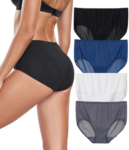 ANLIQI Womens Briefs Travel Underwear Quick Dry Hipster Panties Fast Dry Super Soft&Lightweight Comfortable Stay Fresh Nylon Undies(4B,XL)
