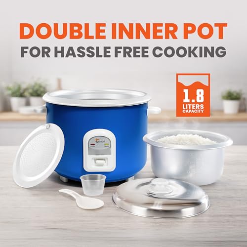 Image of ULTRON 1.8L Automatic Electric Rice Cooker with Double Aluminium Pot | Auto Cook & Auto Warm Function | Cool Touch Handles | Durable Body | 2 Year Product Warranty & 5 Year Heating Coil Warranty