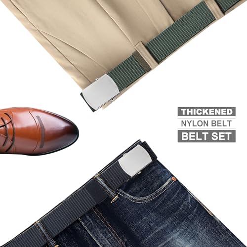 Nylon Belts for Unisex-Adult Military 2 PACK Adjustable Metal Buckle Web Canvas Belt Outdoor4