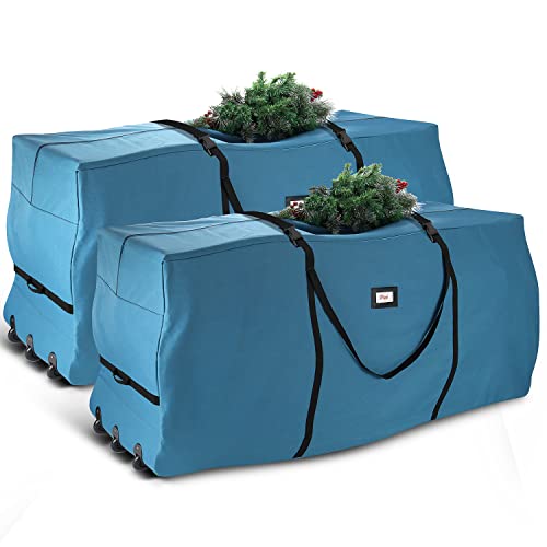 Image of Hearth & Harbor 9 ft Rolling Christmas Tree Storage Bag - Artificial Christmas Tree Bag with Reinforced Handles, Dual Zipper, Wide Opening and Wheels - Storage Container for Trees and Decorations