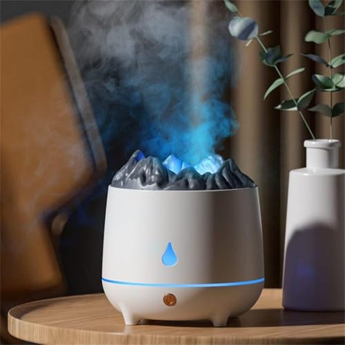 Image of KIMEE Simulated Volcano Aromatherapy Diffuser & Flame Humidifier, 400ml Ultrasonic Cool Mist Maker with Realistic Fire Effect, 2 Mist Modes & Color Night Light for Home & Office
