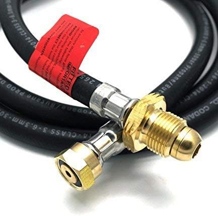 5 metre POL x W20 Pigtail Caravan Propane Hose with NRV and EXESS Flow VALVES