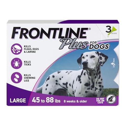 Frontline Plus Flea and Tick Treatment for Large Dogs Up to 45 to 88 lbs. 3 Treatments Cover