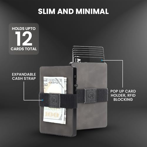 Cardholder Wallet for Men with PU Leather - Holds Up to 6 Cards, RFID Blocking, Pop Up Card Wallet (Gray)4