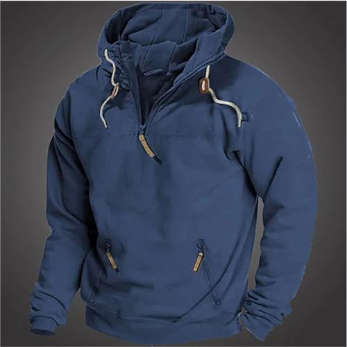 Men's Hoodies Casual Pullover Hooded Sweatshirt Long Sleeve Quarter Zip Hoody Tops With Pocket Shirts Cargo2