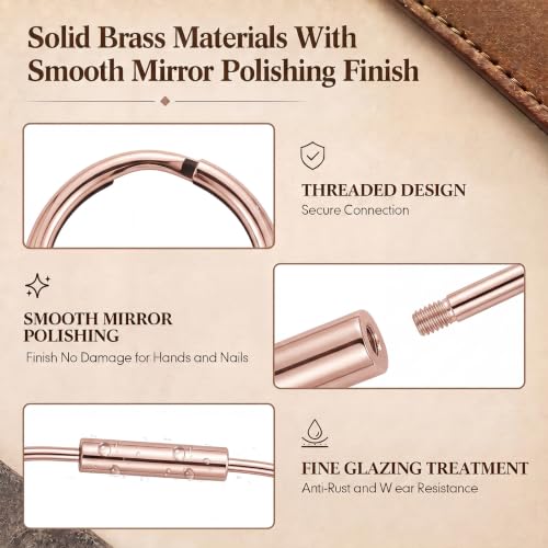 Image of WILLBOND Brass Carabiner Key Ring Locking Screw Carabiner Clips Round Key Rings Keychain Kit for Handbags Purse Bag Charm
