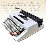 Vintage Portable Typewriter, Size:33×33×10cm, 44 Keys & 88 Characters, Red/Black Ribbon, Adjustable Line Spacing, for Home, Office, Writers,C