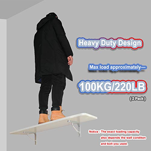 Boeray ZJ0024 2 Pack 14 Inch Aluminum Alloy Shelf Bracket 90 Degree Angle Heavy Duty Max. Load 220 Lb Wall Floating Shelves Tripod Triangle thumb #3