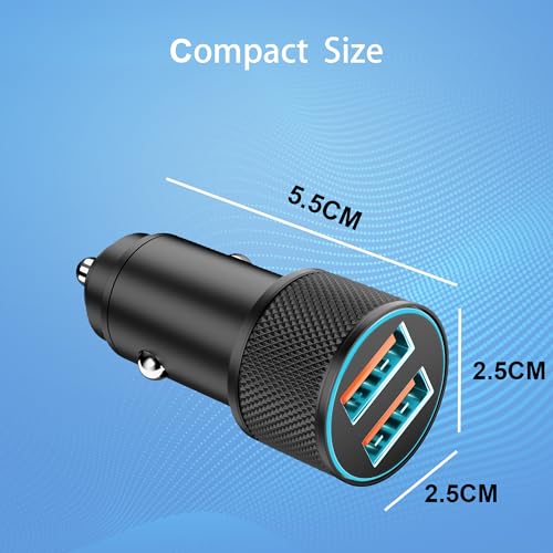 Image of 36 W USB Cigarette Lighter with Two QC Ports, Car Socket Compatible with Mobile Phones (e.g. Samsung Galaxy S24 /S23, iPhone, Google Pixel), Tablets