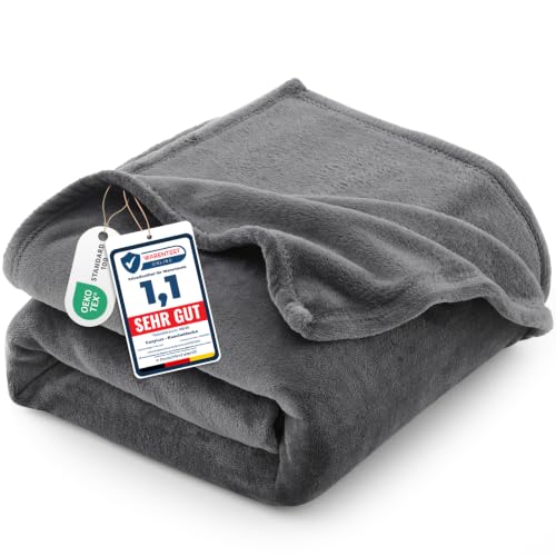 CozyLux Kuscheldecke Flauschig Decke 220x240 cm Grau – Ansicht 1