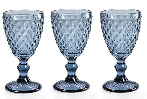 Bicchieri Blu Vetro Set 6 Bicchieri In Vetro Blu Da 250ml - Altezza 10cm, Per Acqua, Bibite E Cocktail Vetro Colorato Casa