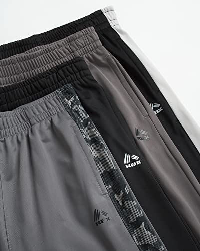 Rbx Boys’ Sweatpants – 4 Pack Active Tricot Warm-Up Jogger Track Pants (Size: 4-20), Size 10-12, Grey Camo/Midnight Grey #TOP1