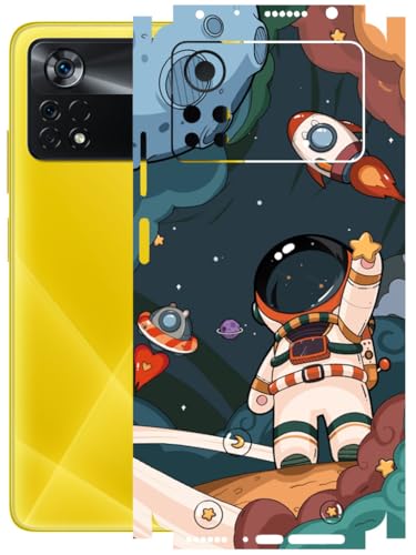 Image of AtOdds - Full Body Back Screen Guard Protector Film - Lamination Wrap Skin Sticker Compatible with Poco X4 PRO (5G) | Scratchproof Matte Finish (Space)