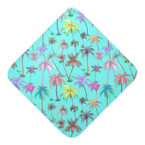 Msyxl Pastel Palms Hooded Towel - Ultra Soft & Absorbent Muslin Cotton Bath Towel for Babies, Toddlers, Newborn - Boys & Girls Essential 30