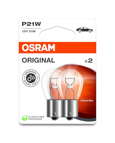 OSRAM ORIGINAL LINE 12V, P21W, signal lamp, Metal Base, Double Blister, (2 lamps)