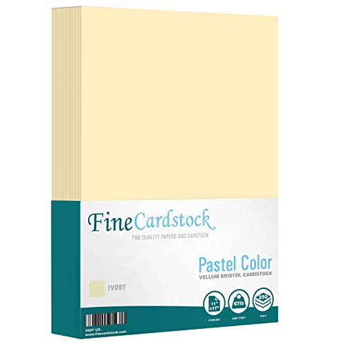 Color Cardstock Paper 67 Vellum Bristol, Sizes: 8.5 X 11 | 11 X 17 | 8.5 X 14 |1 Ream Of 250 Sheets Per Pack. (11 X 17 Ivory) #TOP22