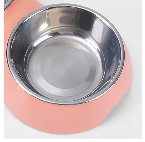 CAMITER 2 in1 Hundenapf, rostfreier Futter- und Wassernapf für Hunde und Katzen, multifunktionaler Haustierfutternapf, Hundenäpfe und Wassernäpfe (rosa)