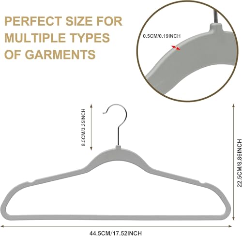 Image of Slim Plastic Hangers for Clothes - Heavy Duty Non-Velvet Hangers with 360 Swivel Chrome Hook & Non Slip Notches - Ideal for Dresses Coats Shirts Jackets & More (White, 6)