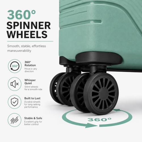 Image of Aristocrat Phantom Set of 3 (Cabin+Medium+Large) Trolley Bag, 55+66+76Cm | Combination Lock | 8 Wheels | 3 Years International Warranty (Pista Green)