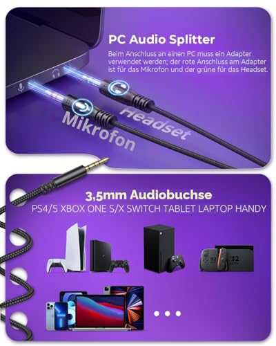 havit Gaming Headset mit Mikrofon - Gaming Kopfhörer [3,5mm Klinke für PC, Xbox und PlayStation] - Gamer Kopfhörer Over Ear [mit Noise Cancelling] - Metallic Schwarz 2