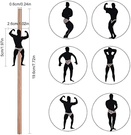 BEHAHAI 18pcs Hen Party Naughty Straw,Bachelorette Straws Hen Party Cocktail Straws Dancing Men Straws Male Stripper Rose Gold Paper Straws Hen Do Straws for Bachelorette Party Decoration Accessories