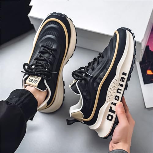 Mens Breathable Leather Lace Up Platform Sneakers Fashion Casual Non-Slip Shock Absorbing Heighten Walking Workout Dad Shoes2