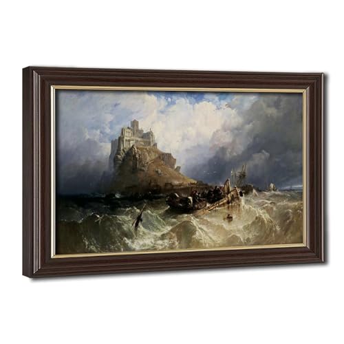 Impression sur toile Mount St Michael Cornwall Clarkson Stanfield cadre suspendu 20x30 cm