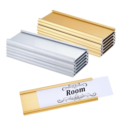 NBEADS 20 Pcs 2 Couleurs Plaque de Porte en Aluminium, Plaques Nominatives avec Insert en Papier Support D'Étiquette en Métal pour Salle de Réunion Bureau Décoration Intérieure, Or Platine, 2.4cm