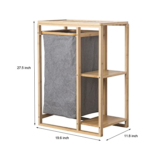 image for Eapmic 3-Tier Organizer Storage Shelf with Bamboo Frame and Pull Out F