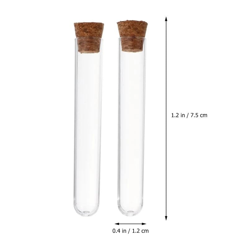 Tubos de ensayo de plástico transparente de 75x12 mm con corchos - Tubos de ensayo de laboratorio de 5 ml for experimentos científicos - Paquete de 10