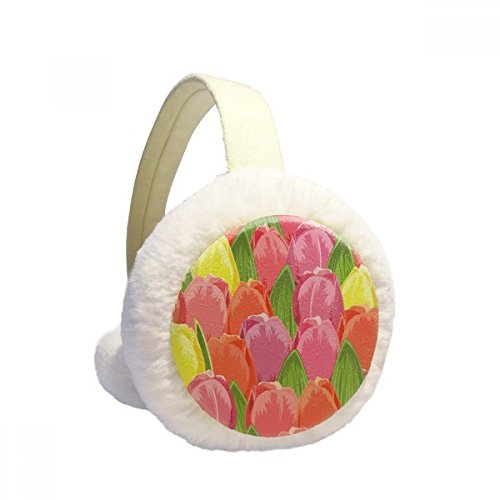 Orejeras de invierno con tulipanes acuarela de felpa plegable