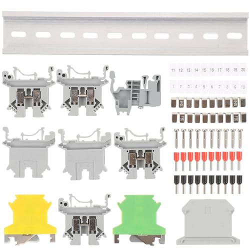 Bloque de terminales de riel DIN UK-2.5B kit con soportes terminales y PC ignífugo para garaje