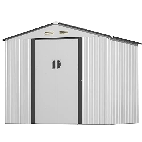 image for JAXPETY 6’ x 8’ Outdoor Metal Storage Shed, Lawn Equipment House w